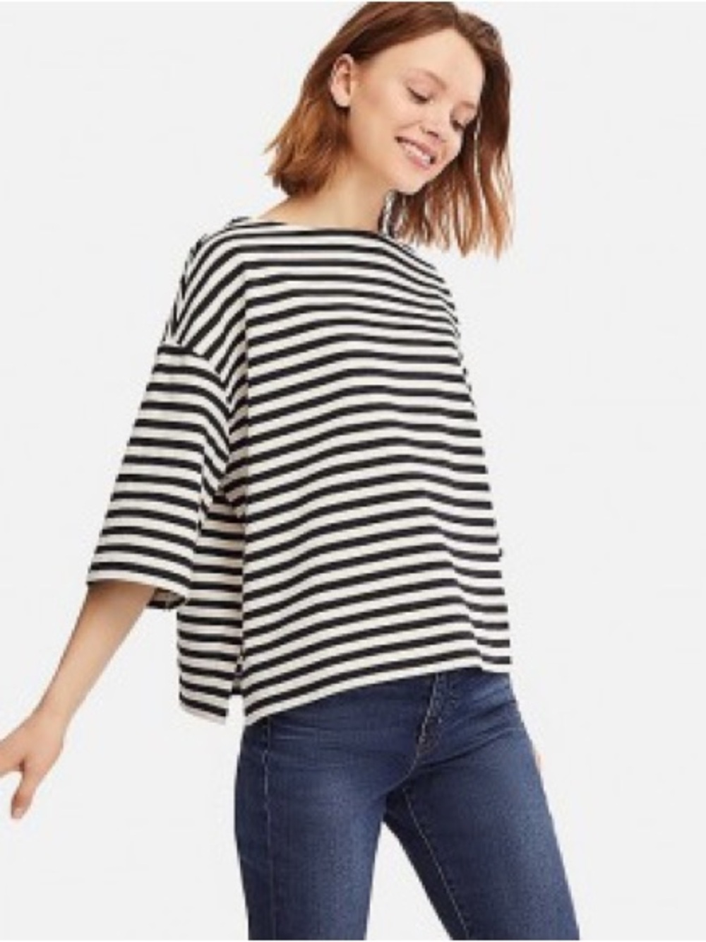 UNIQLO Black White Striped Long Sleeve Top XL